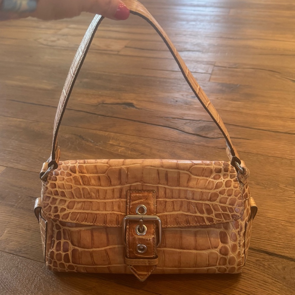 Dooney & Bourke Croc-Embossed Tan Shoulder Bag